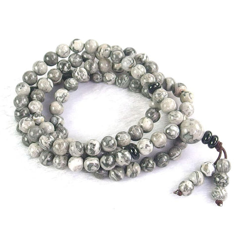 Grey Jasper Mala